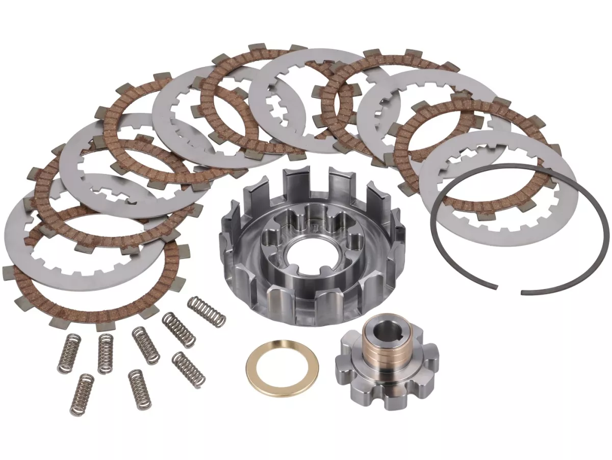 Set frizione senza pignone (non montato) - STINGWORKS Sei Giorni GP - Vespa Largeframe PX80, PX125, PX150, PX200, Cosa, T5, Sprint150 Veloce, Rally, GTR, TS125, Super150 (VBC)