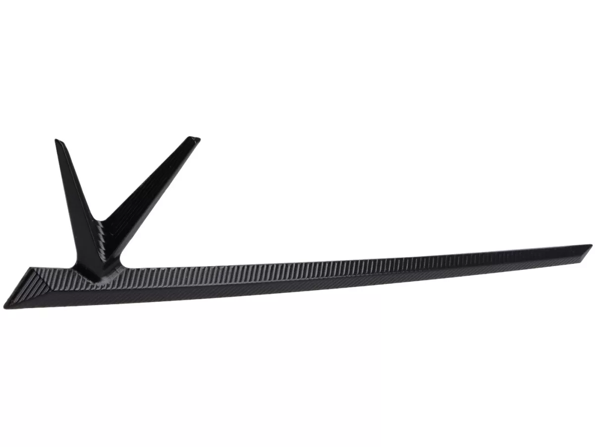 Front emblem by TR Factory, CNC-machined V-emblem, black, for Vespa GTS, GTS Super, GTV, GT 60, GT, GT L, Sprint, Primavera, 946