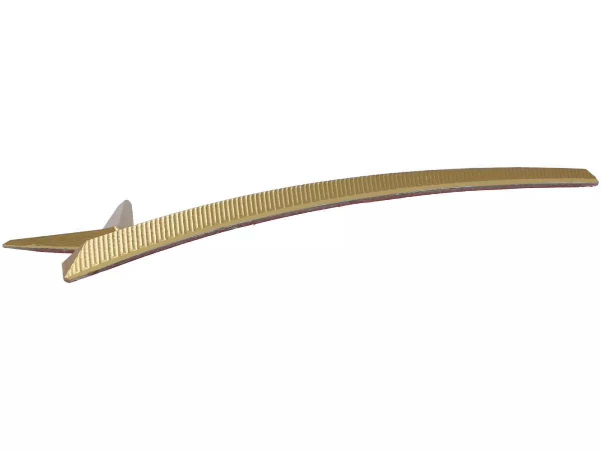 Front emblem by TR Factory, CNC-machined V-emblem, gold, for Vespa GTS, GTS Super, GTV, GT 60, GT, GT L, Sprint, Primavera, 946