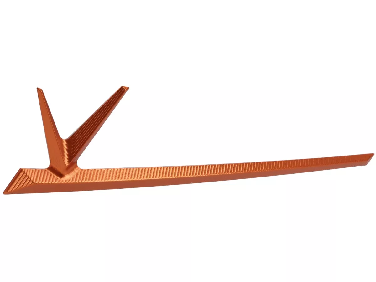 Front emblem by TR Factory, CNC-machined V-emblem, orange, for Vespa GTS, GTS Super, GTV, GT 60, GT, GT L, Sprint, Primavera, 946