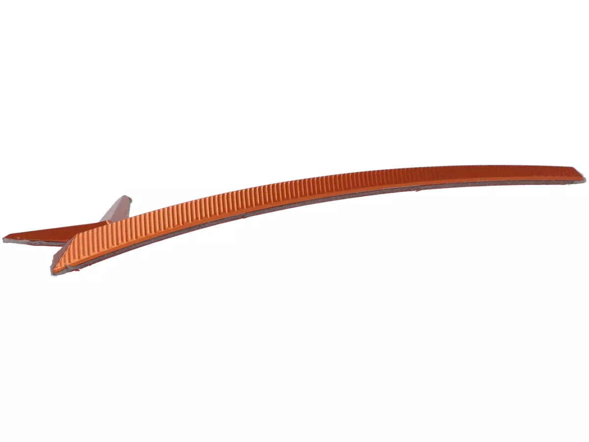 Front emblem by TR Factory, CNC-machined V-emblem, orange, for Vespa GTS, GTS Super, GTV, GT 60, GT, GT L, Sprint, Primavera, 946