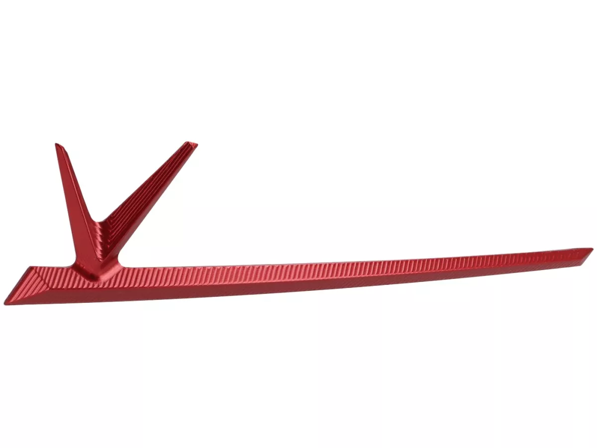 Front emblem by TR Factory, CNC-machined V-emblem, red, for Vespa GTS, GTS Super, GTV, GT 60, GT, GT L, Sprint, Primavera, 946