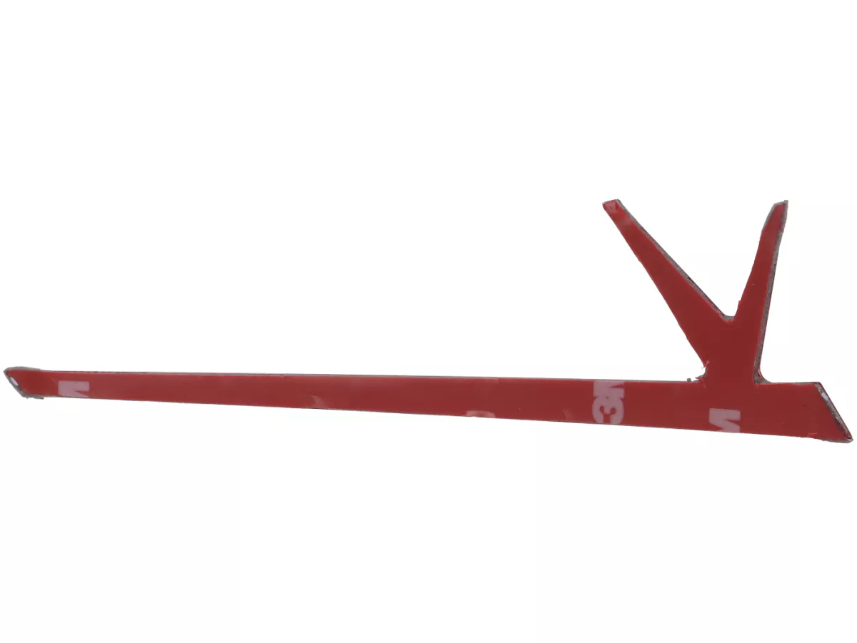Front emblem by TR Factory, CNC-machined V-emblem, red, for Vespa GTS, GTS Super, GTV, GT 60, GT, GT L, Sprint, Primavera, 946