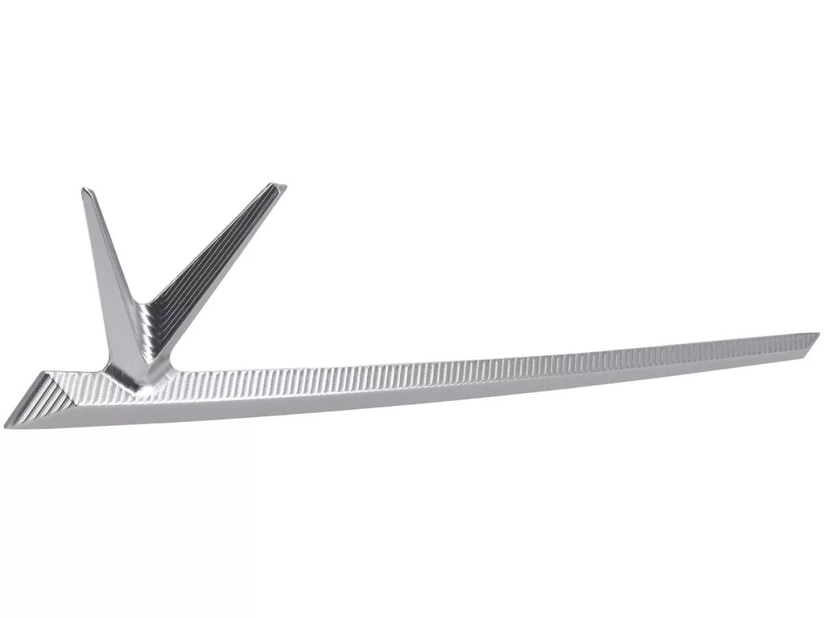 Front emblem by TR Factory, CNC-machined V-emblem, silver, for Vespa GTS, GTS Super, GTV, GT 60, GT, GT L, Sprint, Primavera, 946