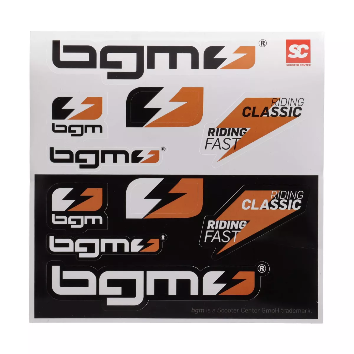 Hoja de pegatinas -bgm- Riding Classic-Riding Fast - 10 unidades - 130 x 130 mm