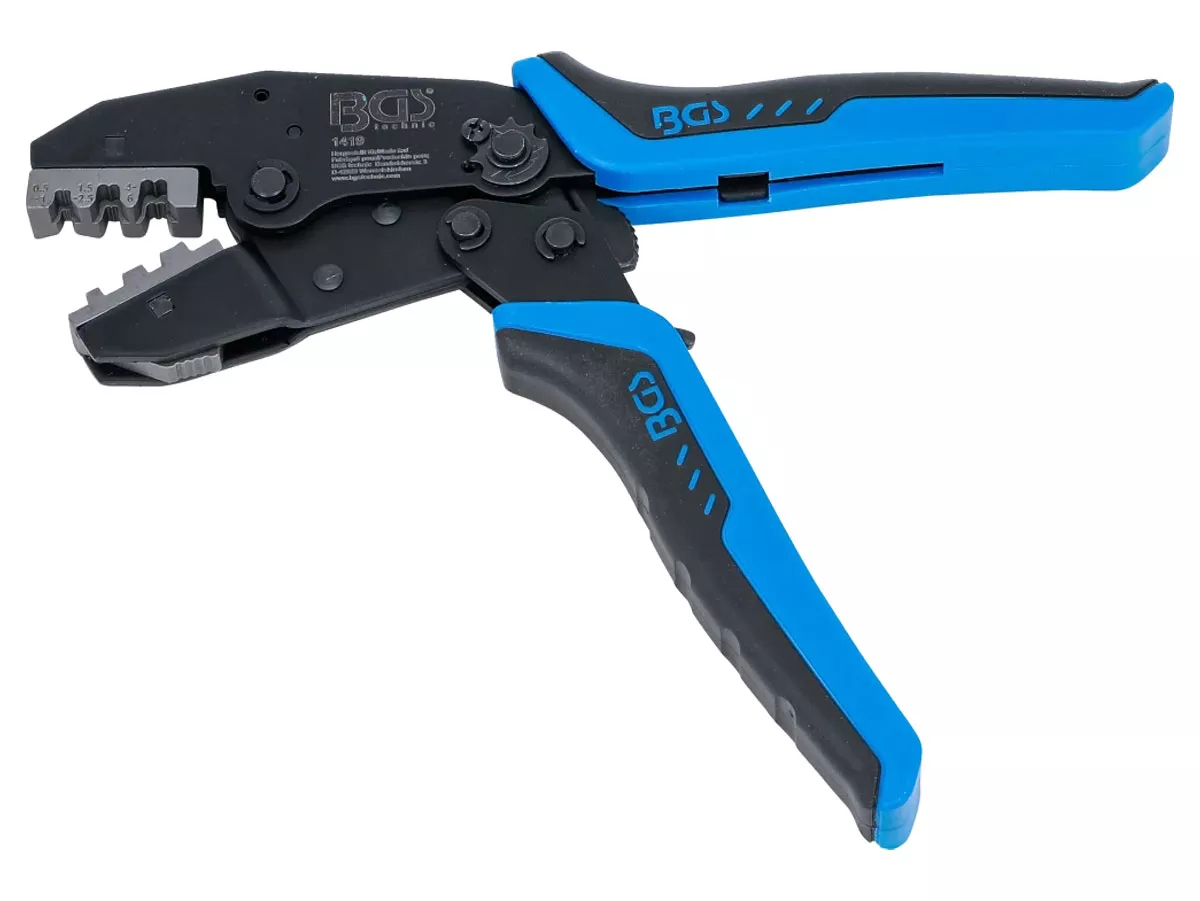 Krimpnyckel med spärrfunktion – BGS Technic – för oisolerade kabelskor 0,5–6 mm²