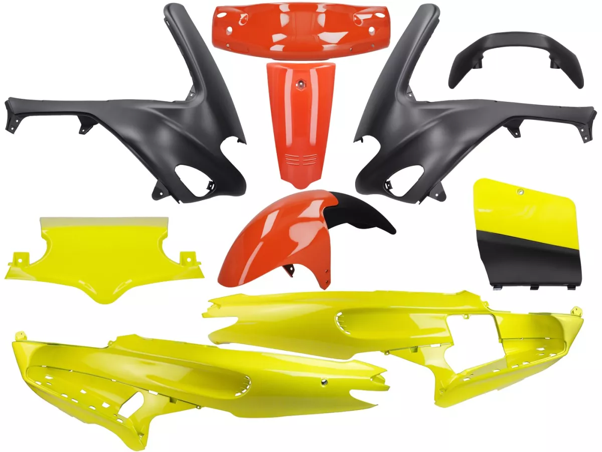 Body Kit - DMP - 10-piece set - Gilera Runner (through 2005) - M-Miscela - orange / yellow / black
