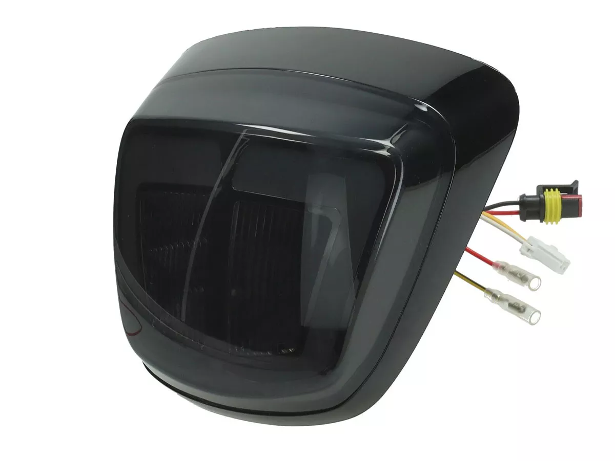Luz trasera LED Power1, cristal tintado en negro, acabado negro brillante, para Vespa Electrica, Vespa Primavera 50-150 y Vespa Sprint 50-150
