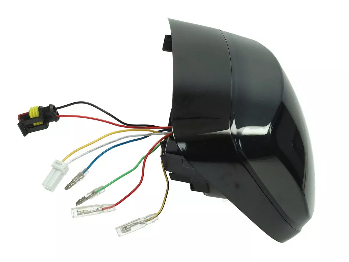 LED Plus Power1 Taillight, black-tinted glass, glossy black, for Vespa Electrica, Vespa Primavera 50-150, Vespa Sprint 50-150