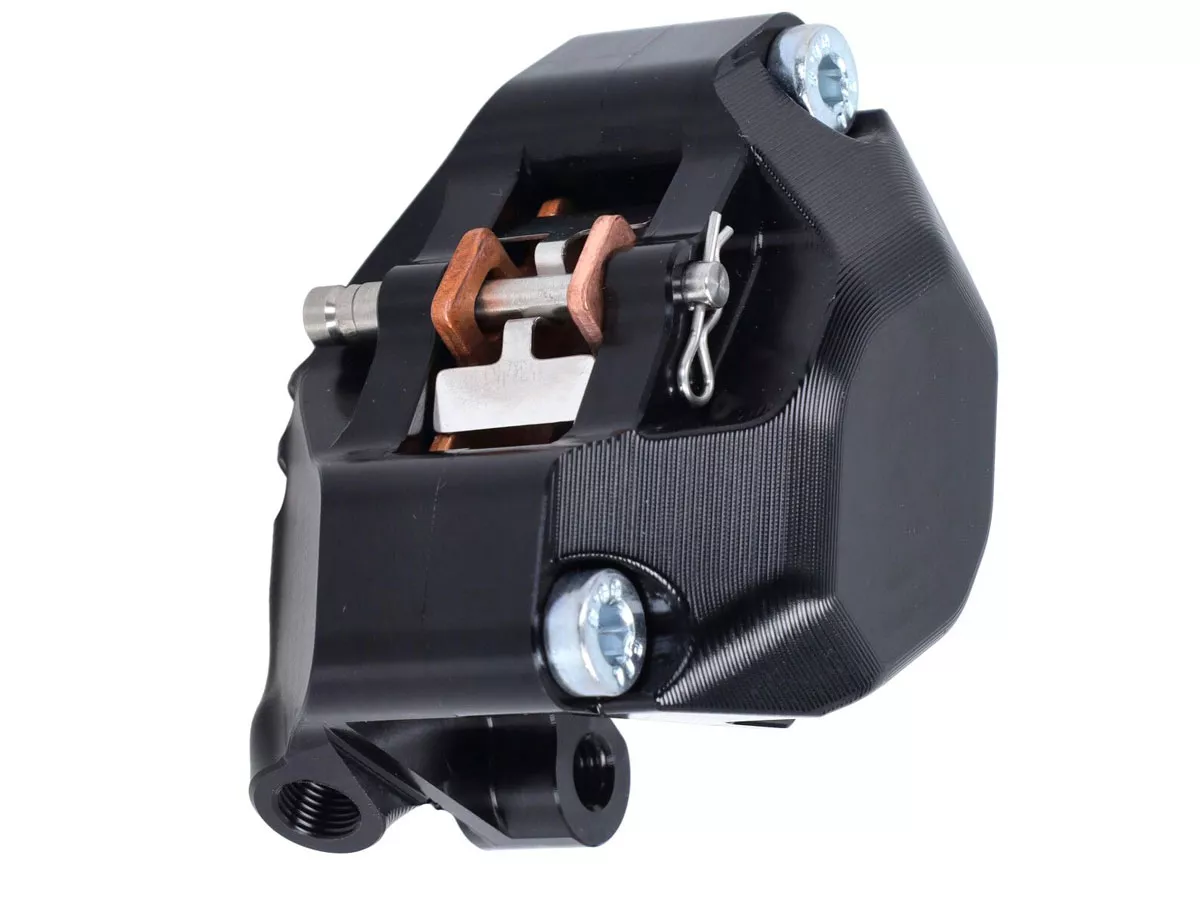 Bremszange vorne EVOK Iron, schwarz für Vespa ET2, ET4, S, LX, LXV, Primavera, Sprint, Piaggio Zip II, Zip SP, Sfera RST, Liberty