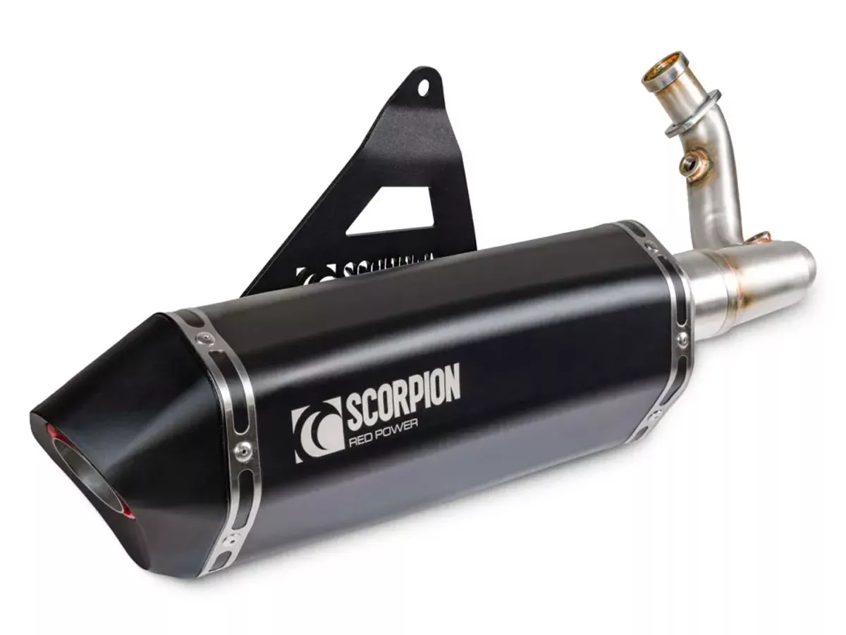 Scarico SCORPION Serket Parallel, con rivestimento nero per Royal Alloy GP 350, TG 350 (Euro 5+)