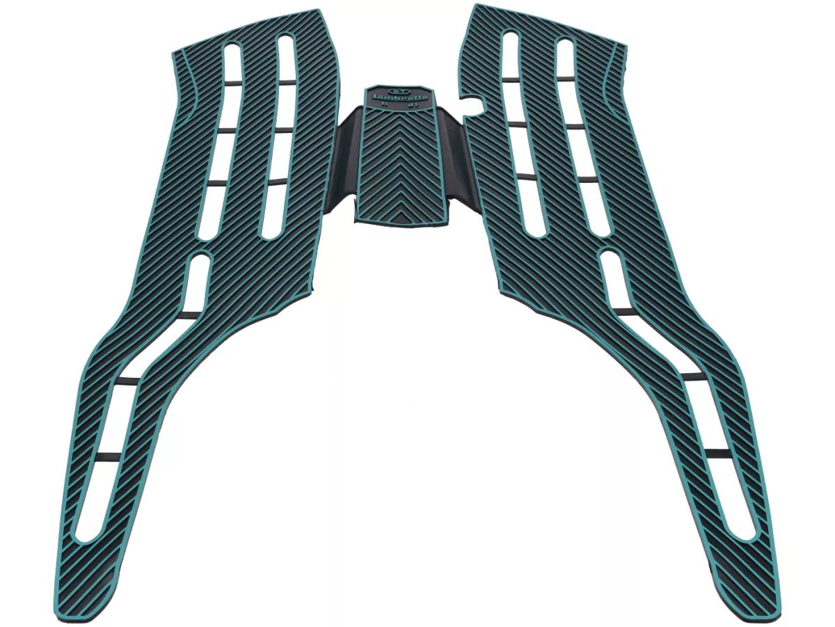 Tapis de sol « elegant » - SWISS TONY ITALIA - Lambretta LI (série 3), LIS, SX, TV (série 3), DL, GP - noir/turquoise