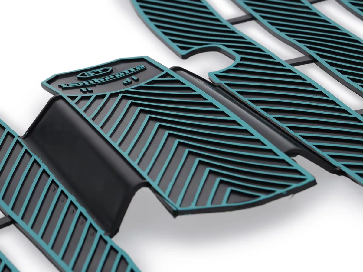 Tapis de sol « elegant » - SWISS TONY ITALIA - Lambretta LI (série 3), LIS, SX, TV (série 3), DL, GP - noir/turquoise