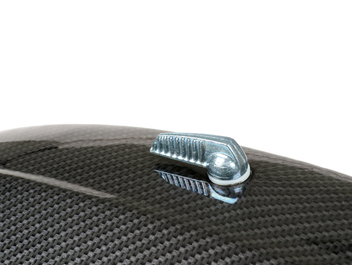 Engine side door panel rhs -CIF carbon look- Vespa V50 (V5A1T, 92877-), V50 S (V5SA1T,15325-), V90 (22234-), SS50, SS90, PV125, ET3 - with lever