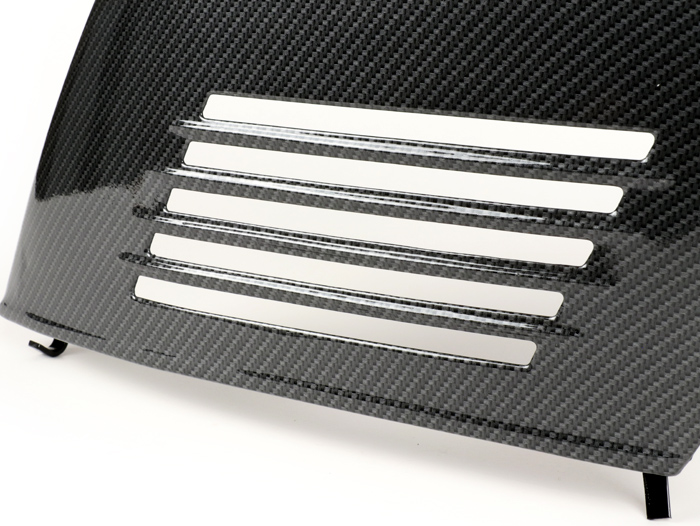 Engine side door panel rhs -CIF carbon look- Vespa V50 (V5A1T, 92877-), V50 S (V5SA1T,15325-), V90 (22234-), SS50, SS90, PV125, ET3 - with lever