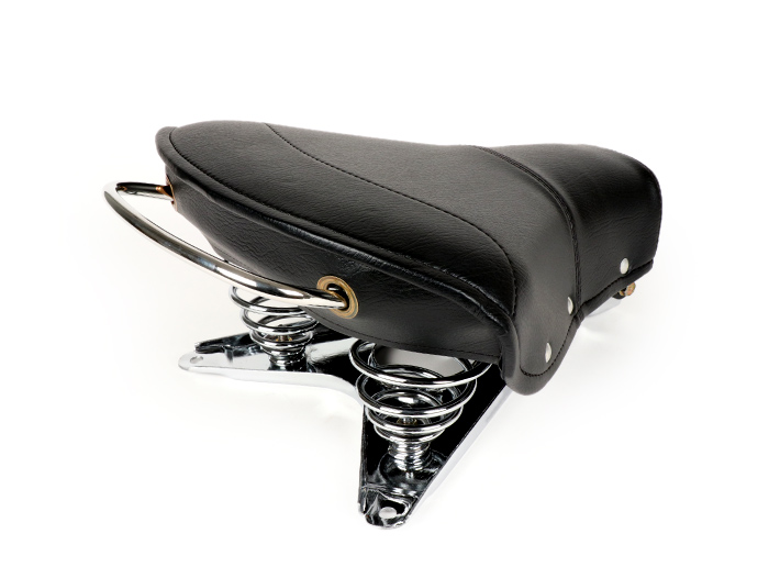 Selle -IMPORT- Vespa VL1, ACMA (double ressort) - distance des boulons de fixation arrière : 23,5cm