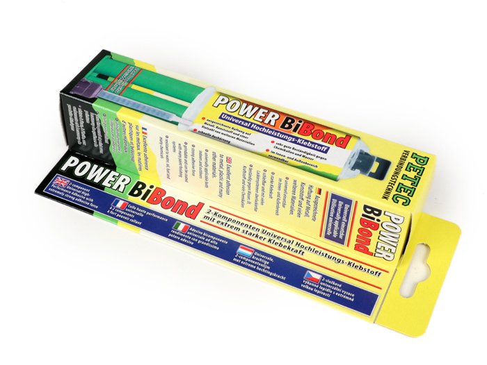 Adhesivo de 2 componentes -POWER BiBond- jeringa doble de 24 ml que incluye tubo mezclador - resistente al aceite, combustible y productos químicos