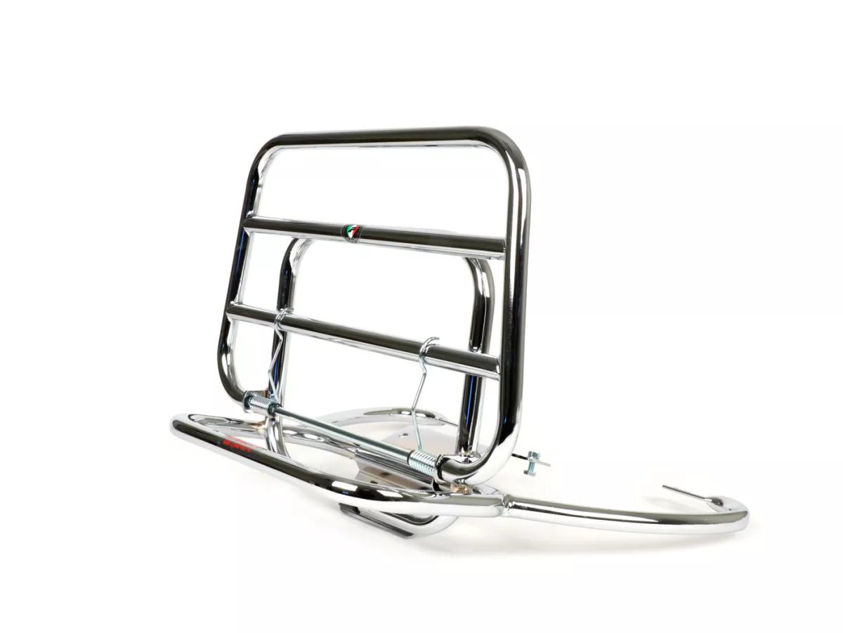 Fällbart bakre bagagehållare -AMS CUPPINI- Vespa LX50, LX125, LX150, Vespa LXV50, LXV125, Vespa S50, S125, S150 - Krom