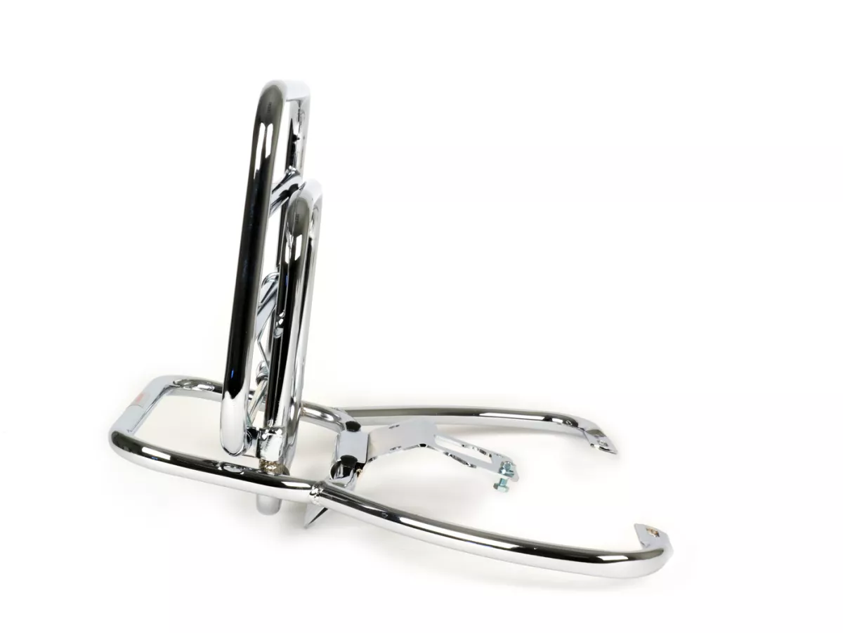 Fällbart bakre bagagehållare -AMS CUPPINI- Vespa LX50, LX125, LX150, Vespa LXV50, LXV125, Vespa S50, S125, S150 - Krom