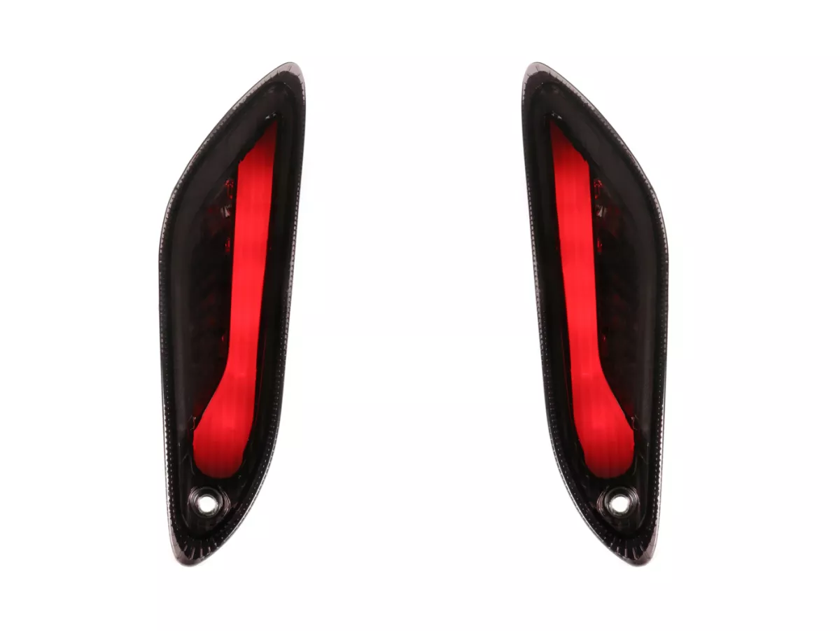 Knipperlichtenset -POWER 1 LED 2.0 (E-markering)- Vespa Primavera, Sprint - gerookt / zwart getint - achter - helder glas