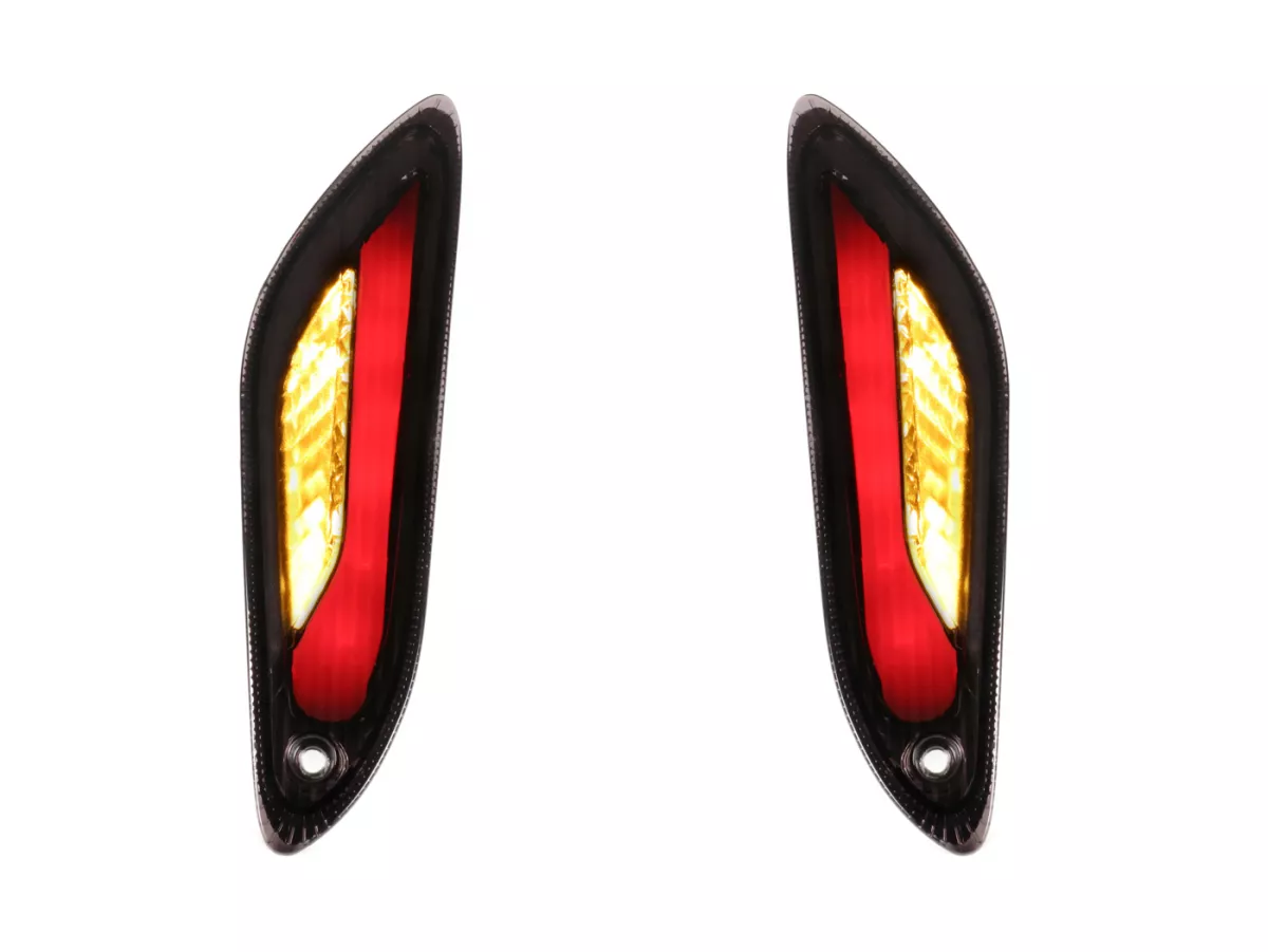Knipperlichtenset -POWER 1 LED 2.0 (E-markering)- Vespa Primavera, Sprint - gerookt / zwart getint - achter - helder glas