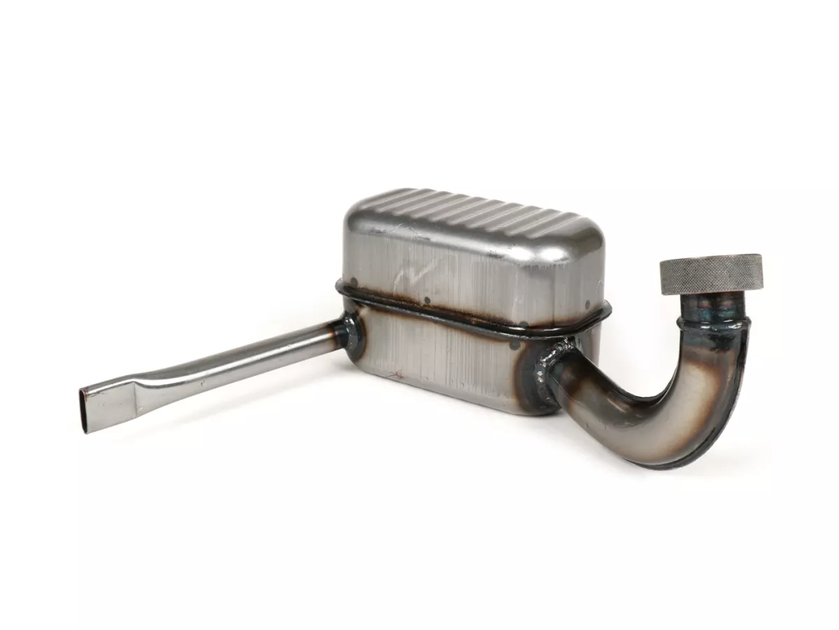 Exhaust-RR-Box Road Racing- Vespa GS150 / GS3 (VS2T, VS3T, VS4T, VS5T)- Flange mounting with knurled nut- clear varnished