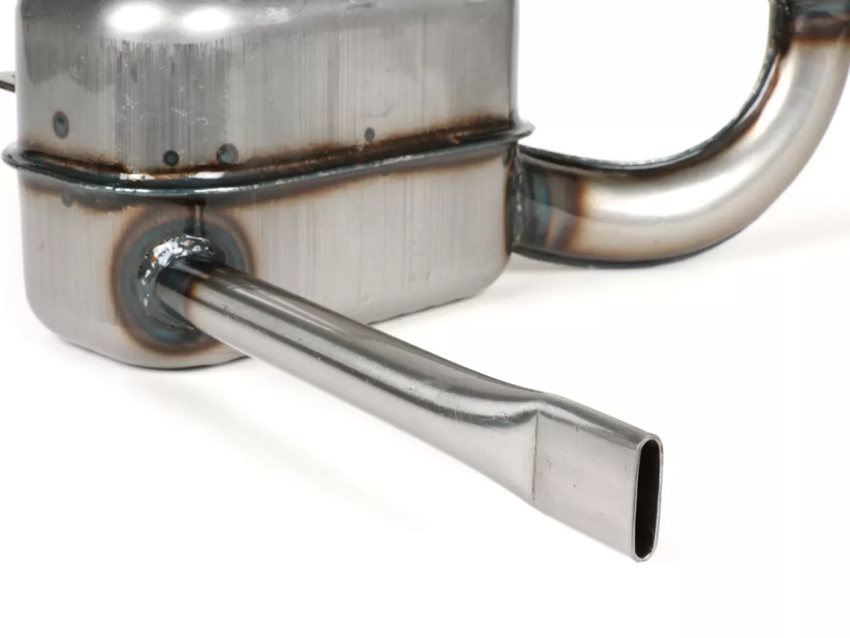 Exhaust-RR-Box Road Racing- Vespa GS150 / GS3 (VS2T, VS3T, VS4T, VS5T)- Flange mounting with knurled nut- clear varnished