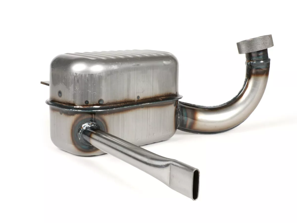 Exhaust-RR-Box Road Racing- Vespa GS150 / GS3 (VS2T, VS3T, VS4T, VS5T)- Flange mounting with knurled nut- clear varnished