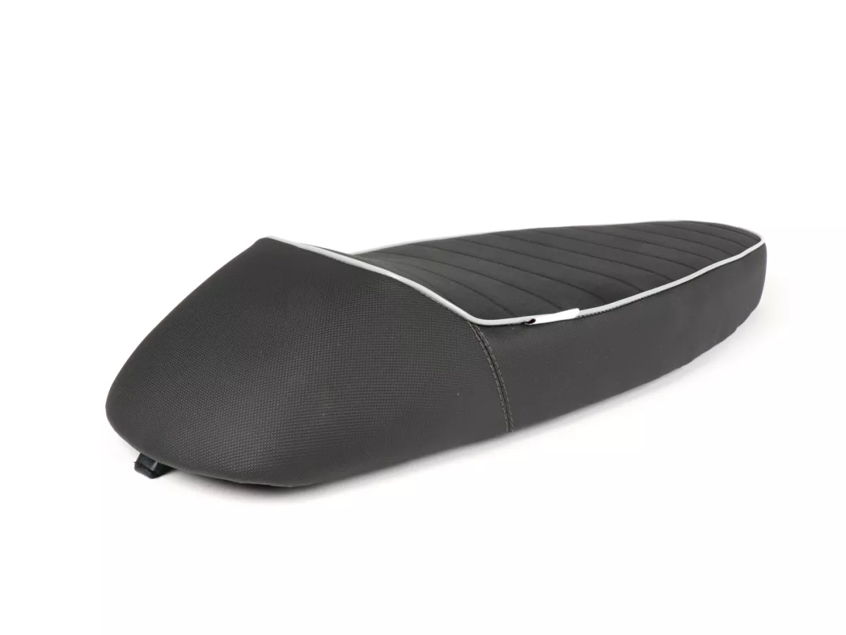 Seat -PLC CORSE Touring, made by NISA ITALY- Vespa PX - also fits Vespa Sprint, GT, GTR, Super, TS, GL, VNA, VBA, VNB, VBB, T4 - with flat fuel tank also fits Rally 180/200, GS160, SS180 - without lock