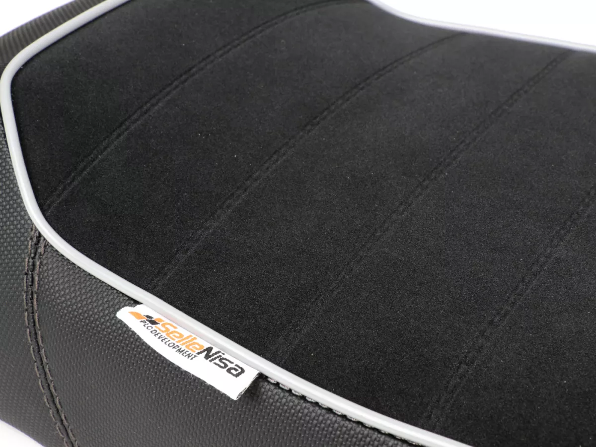 Seat -PLC CORSE Touring, made by NISA ITALY- Vespa PX - also fits Vespa Sprint, GT, GTR, Super, TS, GL, VNA, VBA, VNB, VBB, T4 - with flat fuel tank also fits Rally 180/200, GS160, SS180 - without lock