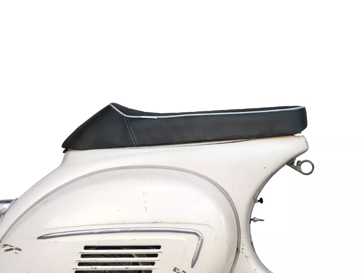 Seat -PLC CORSE Touring, made by NISA ITALY- Vespa PX - also fits Vespa Sprint, GT, GTR, Super, TS, GL, VNA, VBA, VNB, VBB, T4 - with flat fuel tank also fits Rally 180/200, GS160, SS180 - without lock