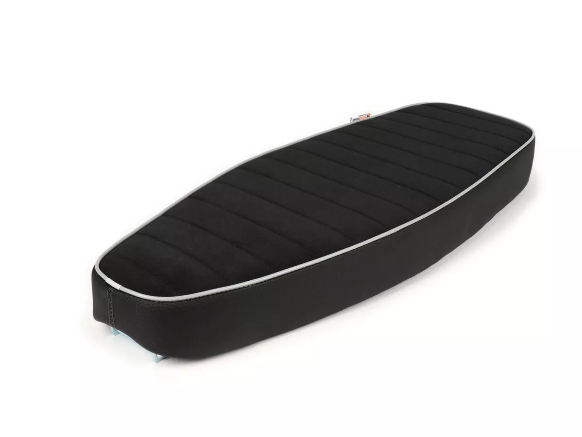 Selle -PLC CORSE Racing, made by NISA ITALY- Vespa PX - également compatible avec Vespa Sprint, GT, GTR, Super, TS, GL, VNA, VBA, VNB, VBB, T4 - en combinaison avec réservoir plat également compatible avec Rally 180/200, GS160, SS180 - sans serrure
