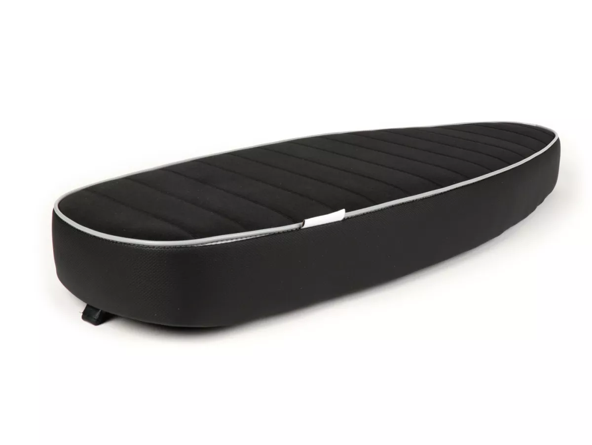 Selle -PLC CORSE Racing, made by NISA ITALY- Vespa PX - également compatible avec Vespa Sprint, GT, GTR, Super, TS, GL, VNA, VBA, VNB, VBB, T4 - en combinaison avec réservoir plat également compatible avec Rally 180/200, GS160, SS180 - sans serrure