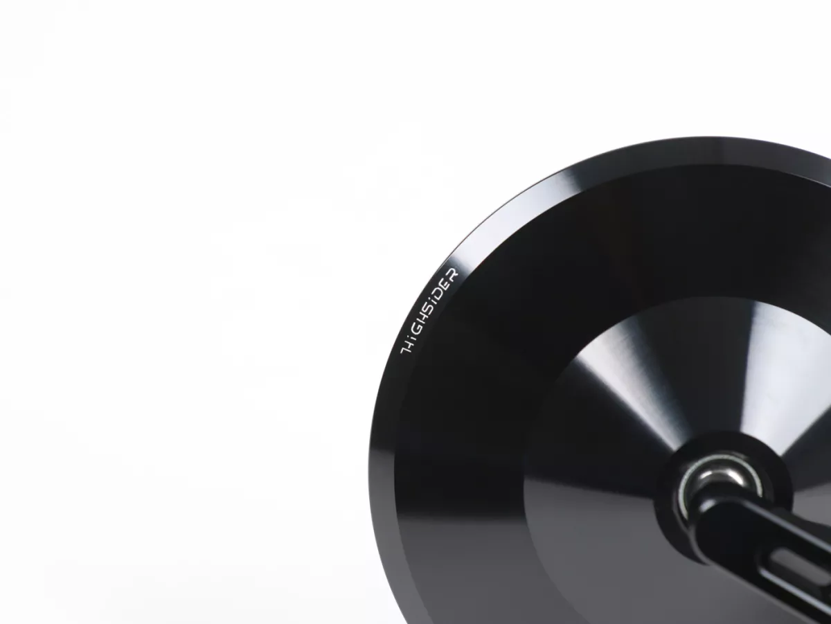 Spegel -HIGHSIDER Montana 2 (E-mark)- CNC-styrstångsändar- Ø=102mm - svart