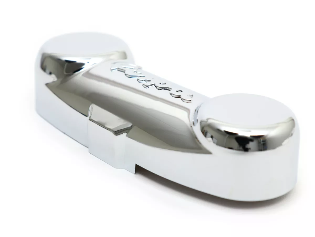 Penutup swingarm -KUALITAS OEM - Tipe PX DISC dengan tulisan Vespa - Vespa PK, PX, T5, Cosa, LML Star, Stella - Chrome