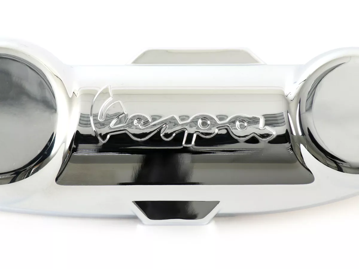 Penutup swingarm -KUALITAS OEM - Tipe PX DISC dengan tulisan Vespa - Vespa PK, PX, T5, Cosa, LML Star, Stella - Chrome
