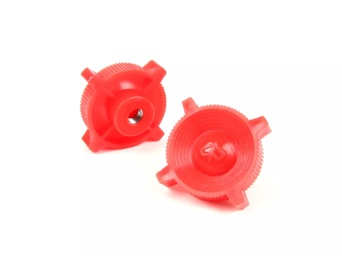 Juego de tuercas de plástico para barra de protección trasera -AMS CUPPINI M8- Vespa Smallframe, Largeframe - Rojo