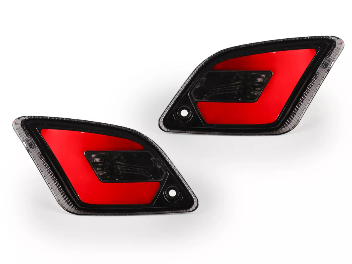Set indicatori di direzione posteriori -POWER 1 LED (dal 2014) con luce di posizione (E-mark)- Vespa GT, GTL, GTV, GTS 125-300 - fumé