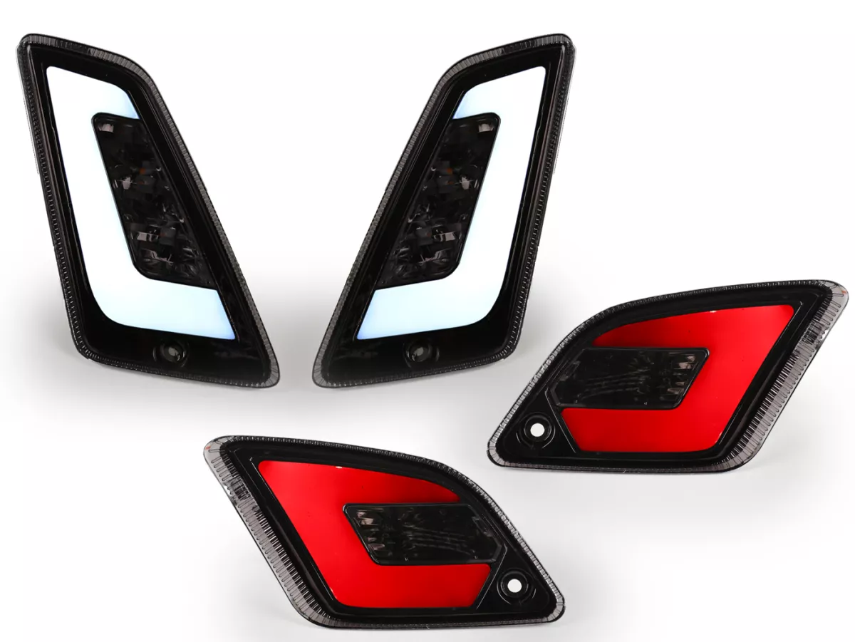 Set indicatori di direzione anteriori+posteriori -POWER 1 LED (dal 2014) Luce di marcia diurna anteriore + luce di posizione posteriore (E-mark)- Vespa GT, GTL, GTV, GTS 125-300 - fumè