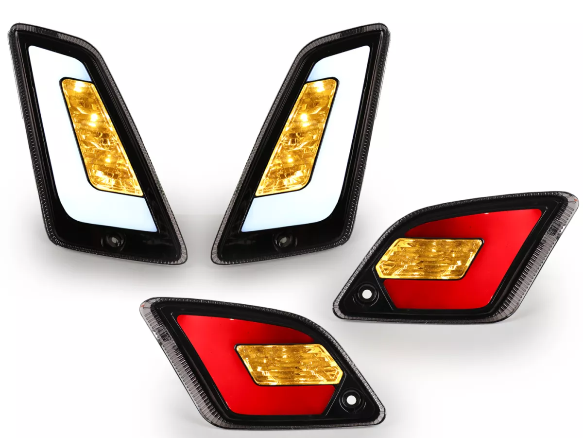 Set indicatori di direzione anteriori+posteriori -POWER 1 LED (dal 2014) Luce di marcia diurna anteriore + luce di posizione posteriore (E-mark)- Vespa GT, GTL, GTV, GTS 125-300 - fumè