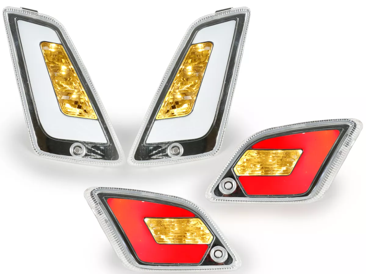Set indikator depan + belakang -POWER 1 LED (dari tahun 2014) Lampu penerangan siang hari depan + lampu posisi belakang (E-mark) - Vespa GT, GTL, GTV, GTS 125-300 - putih