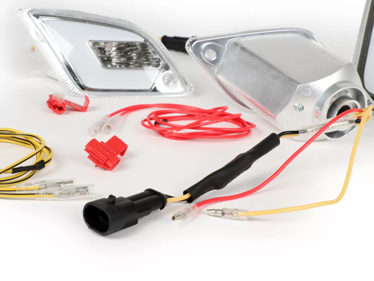 Set indikator depan + belakang -POWER 1 LED (dari tahun 2014) Lampu penerangan siang hari depan + lampu posisi belakang (E-mark) - Vespa GT, GTL, GTV, GTS 125-300 - putih