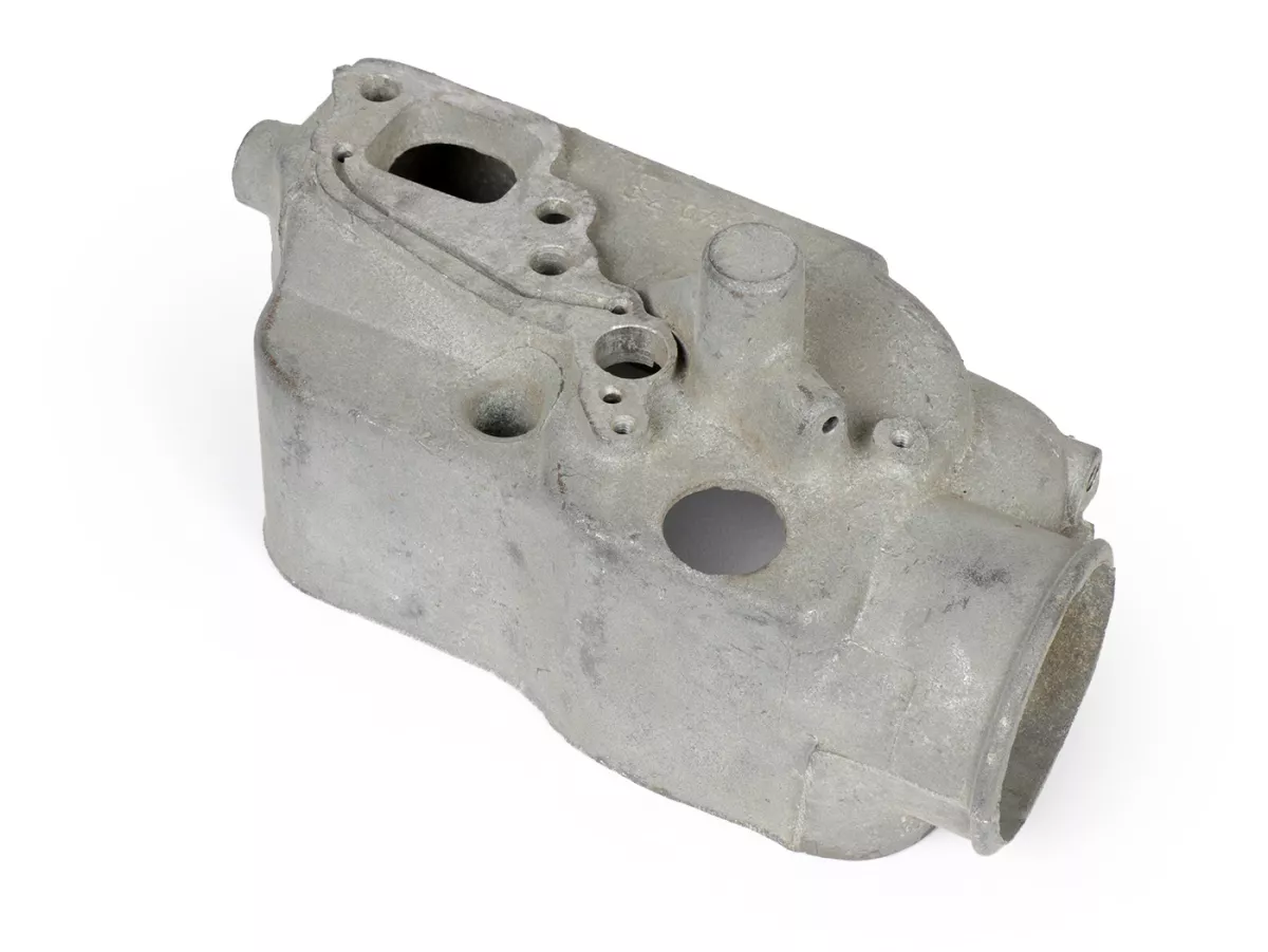 Carburettor casing -LML reed valve, with autolube- fits LML engine casing for Vespa Largeframe (PX, Sprint, Rally, VBB etc.) with reed valve intake and autolube