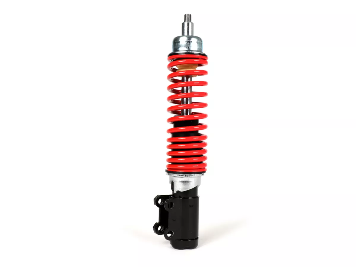 Shock absorber, front -CARBONE HI-TECH, 210mm, (-2014)- Vespa ET4, LX50, LX 125, LX150, LXV50, LXV125, S50, S125, S150 - black/red spring