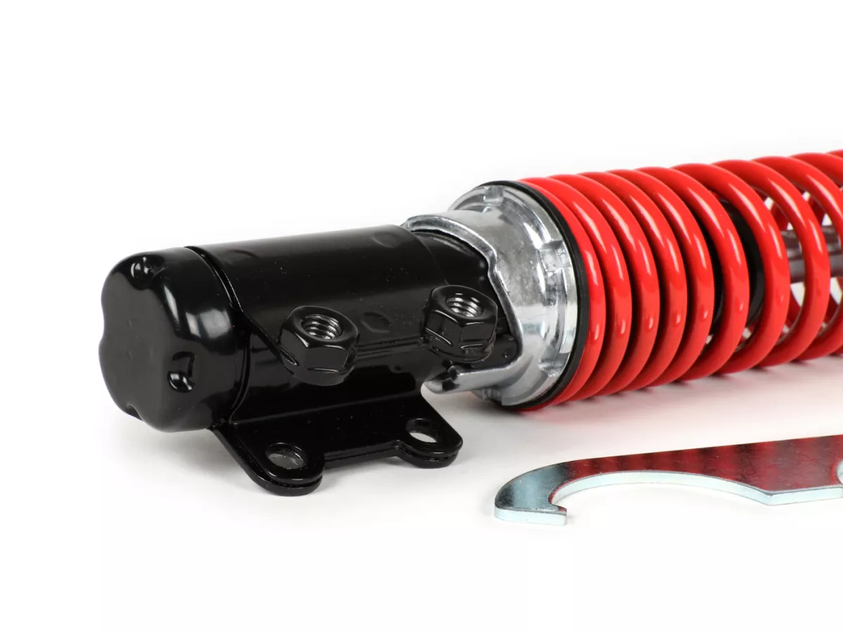 Shock absorber, front -CARBONE HI-TECH, 210mm, (-2014)- Vespa ET4, LX50, LX 125, LX150, LXV50, LXV125, S50, S125, S150 - black/red spring