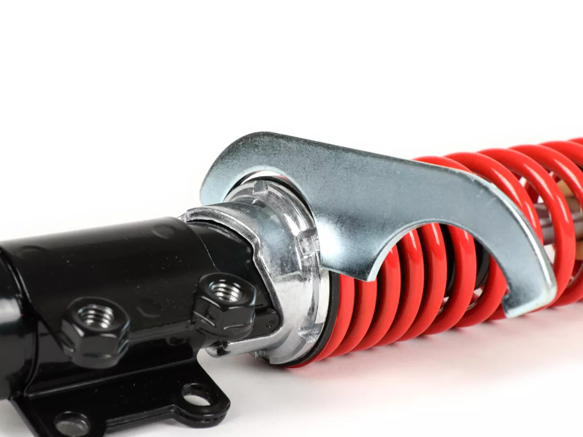 Shock absorber, front -CARBONE HI-TECH, 210mm, (-2014)- Vespa ET4, LX50, LX 125, LX150, LXV50, LXV125, S50, S125, S150 - black/red spring