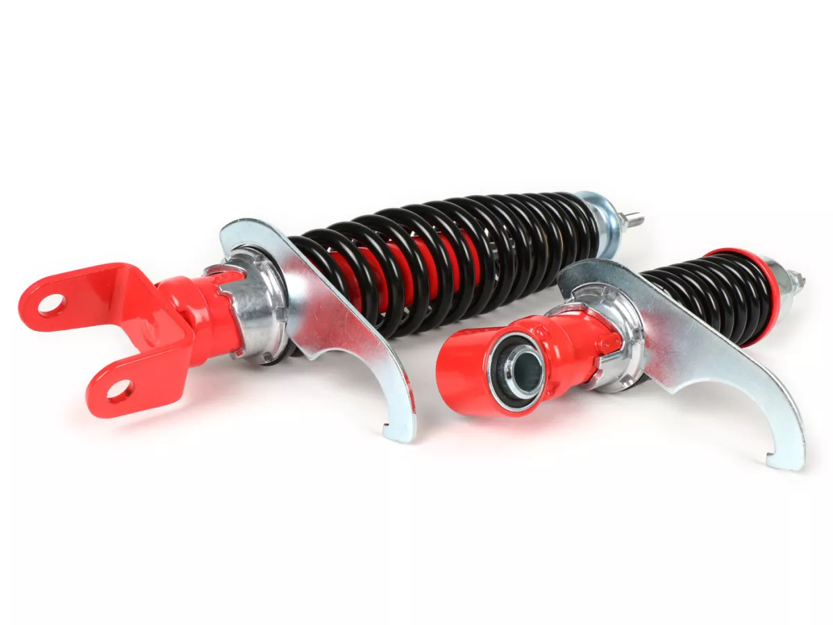 Set ammortizzatori incl. gommini silenziosi -CARBONE SPORT, regolabile- Vespa PK50 S/XL (versioni italiane, forcella tipo V50/PV)