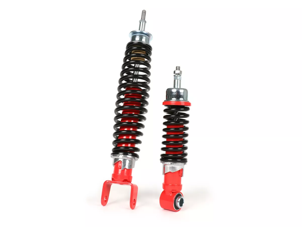 Set ammortizzatori incl. gommini silenziosi -CARBONE SPORT, regolabile- Vespa PK50 S/XL (versioni italiane, forcella tipo V50/PV)