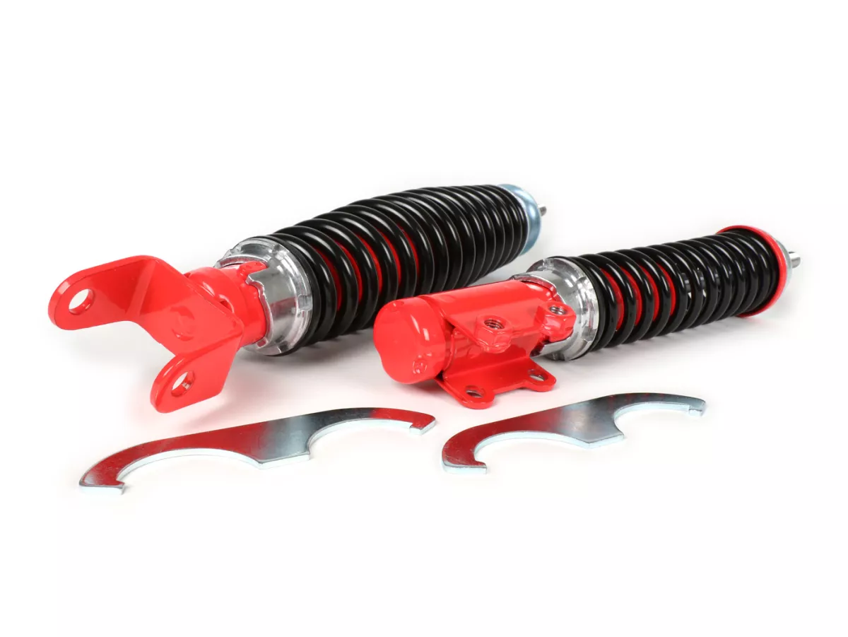 Shock absorber set incl. silent rubbers -CARBONE SPORT, adjustable- Vespa PK50/80/125 S/XL (German models, PK fork type)