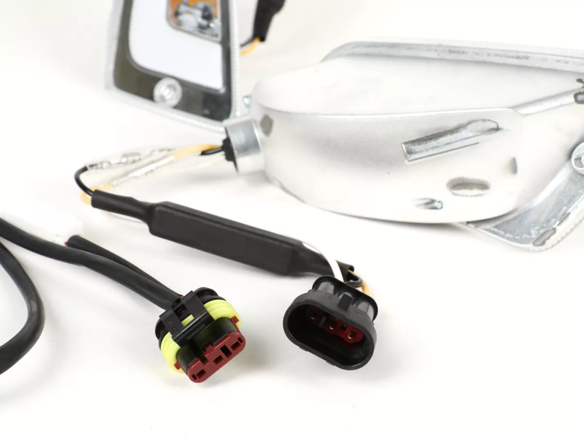 Set indicatori di direzione anteriori -POWER 1 LED (fino al 2014) luce di marcia diurna (E-mark)- Vespa GT, GTL, GTV, GTS 125-300 - bianco